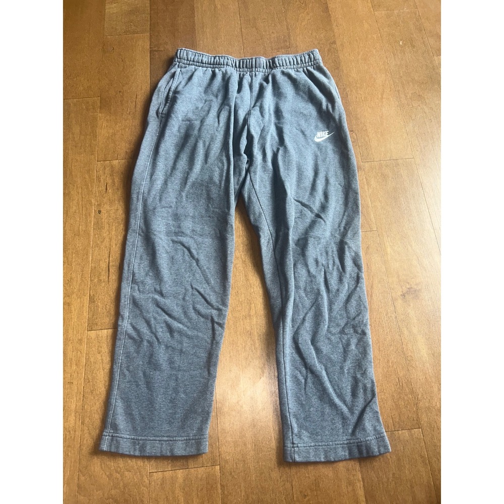 Nike Mens Sportswear Open Leg Sweatpants Gray Size Medium